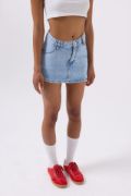 Asimetrik Bel Denim Mini Etek resmi
